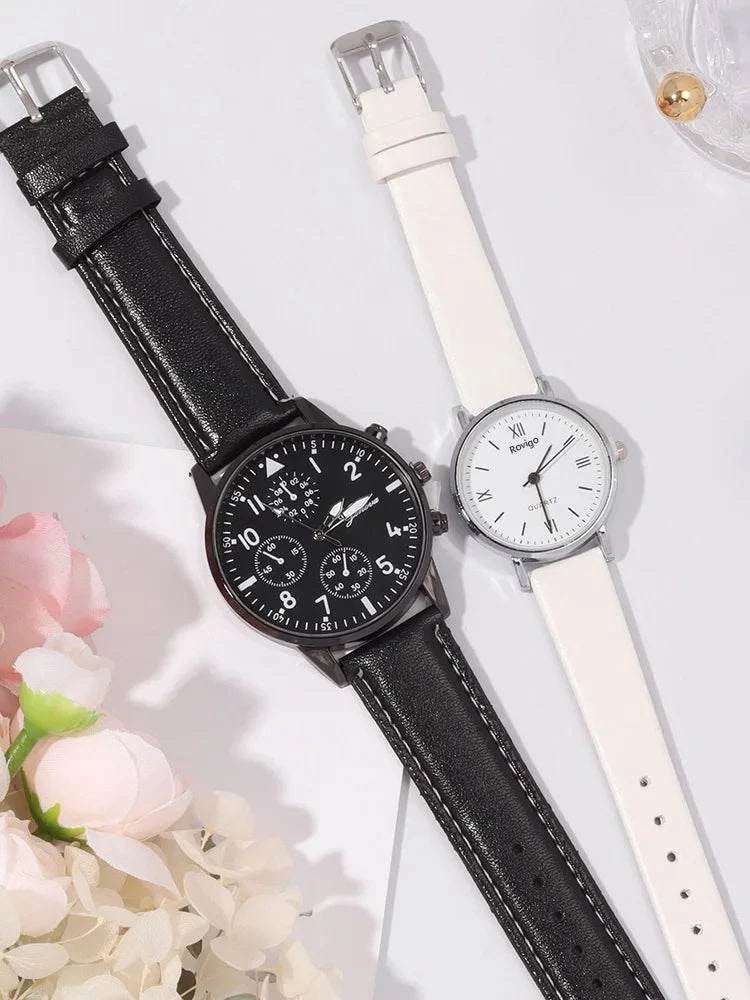 Shop All I Want Shop All I Want ⏱️ 4pcs Minimalist Quartz Wristwatches – Casual, Couple’s Watch Set with Student Strap 💑