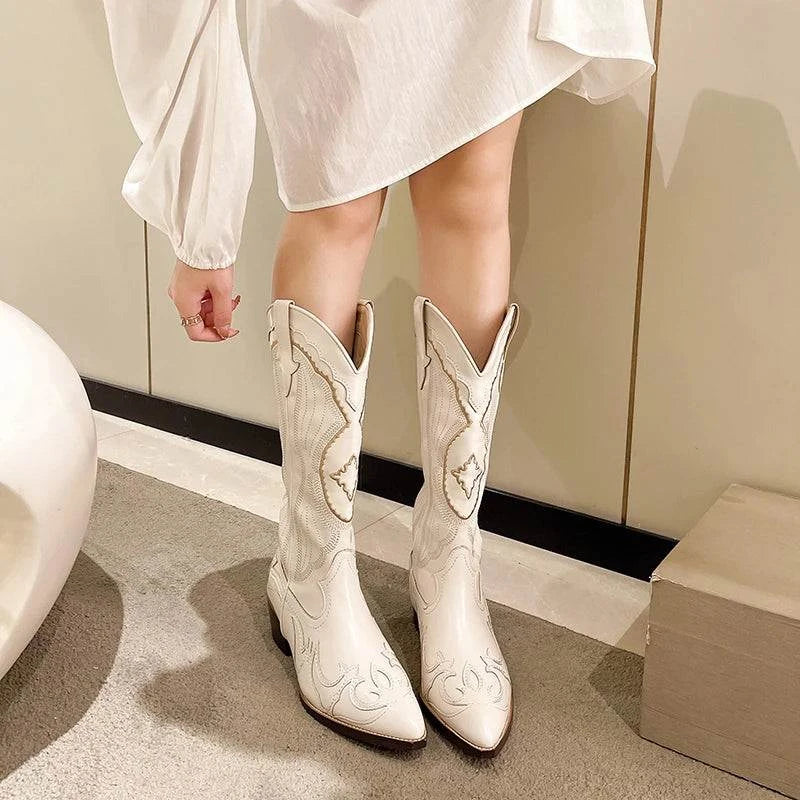 Shop All I Want SHOP ALL I WANT Retro White Knee-High Boots