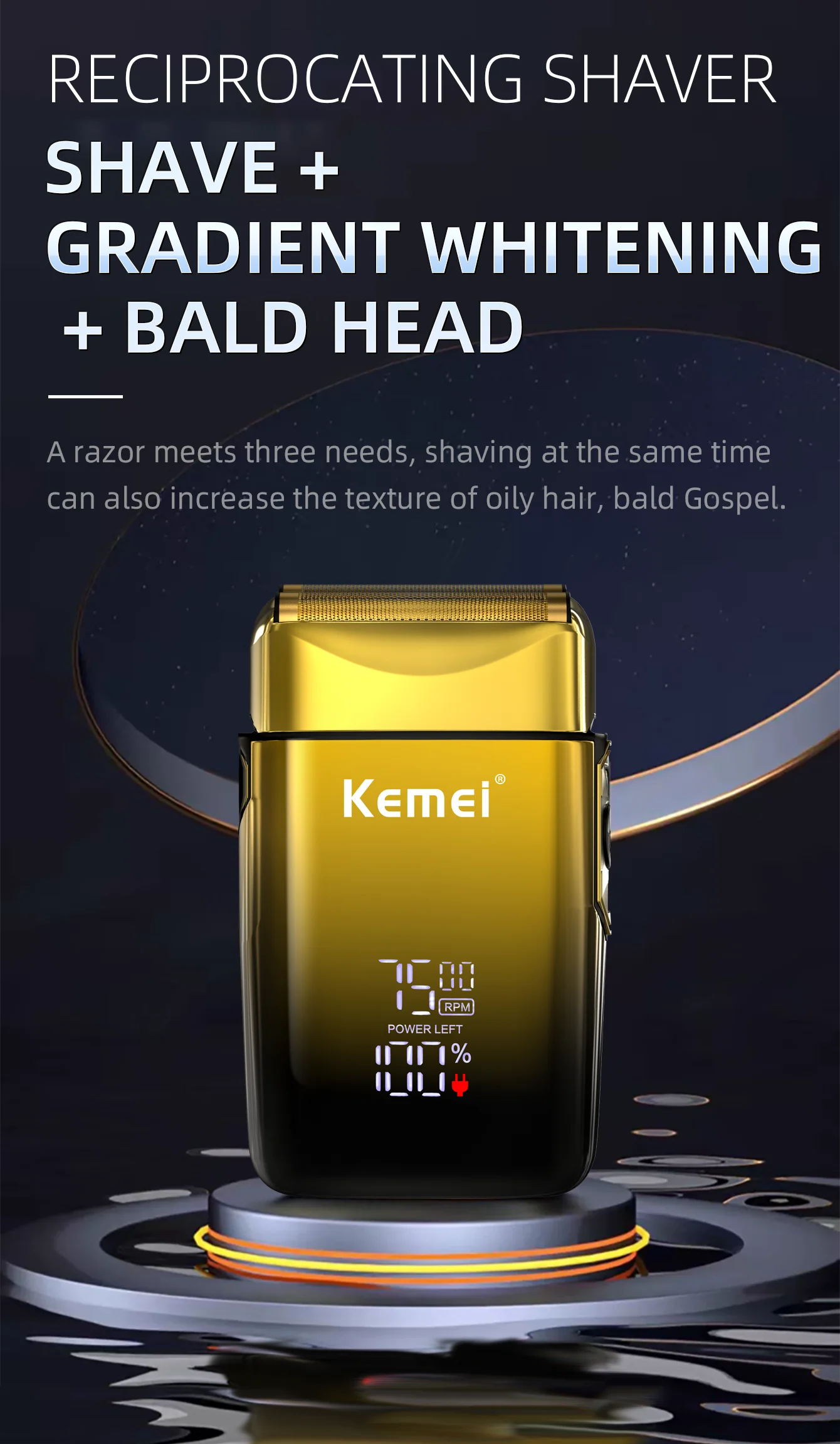 Kemei 7500 RPM Electric Shaver – Professional Hair & Beard Razor, Rechargeable Trimmer for Men KM-TX10 ✂️⚡