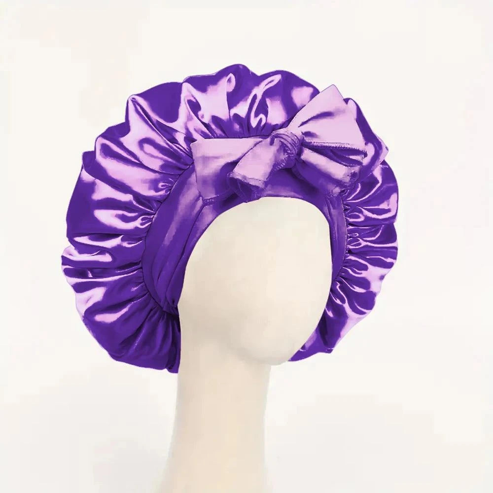 Shop All I Want Dark Purple Shop All I Want 🌙 Satin Silk Bonnet – Adjustable Tie Band for Sleeping, Hair Care, Suitable for Women & Men 🌟