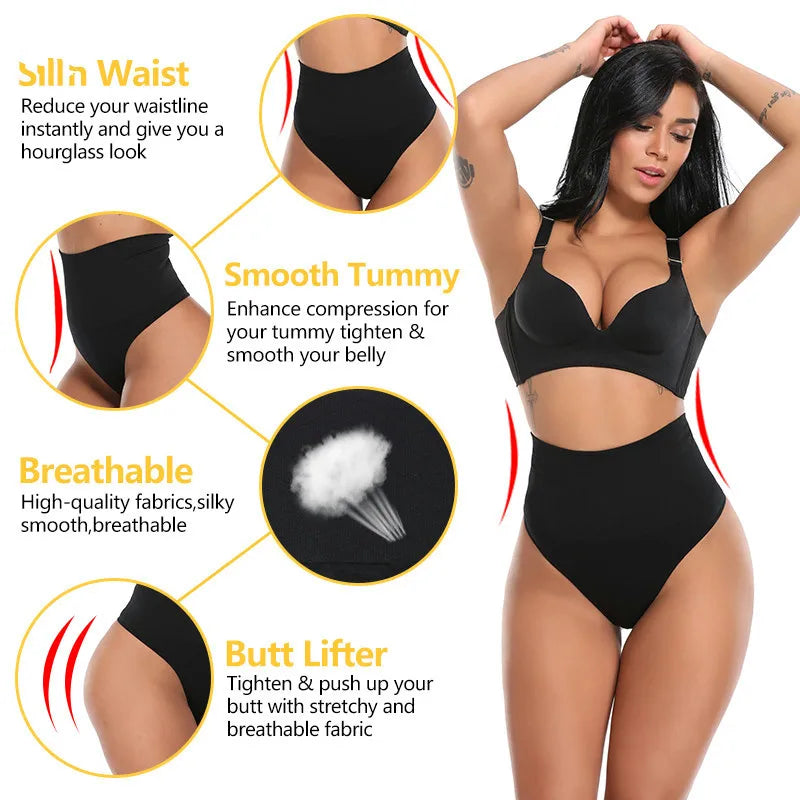 High Waist Tummy Control Panties – Thong Shaper & Butt Lifter Slimming Underwear for Women 🍑✨