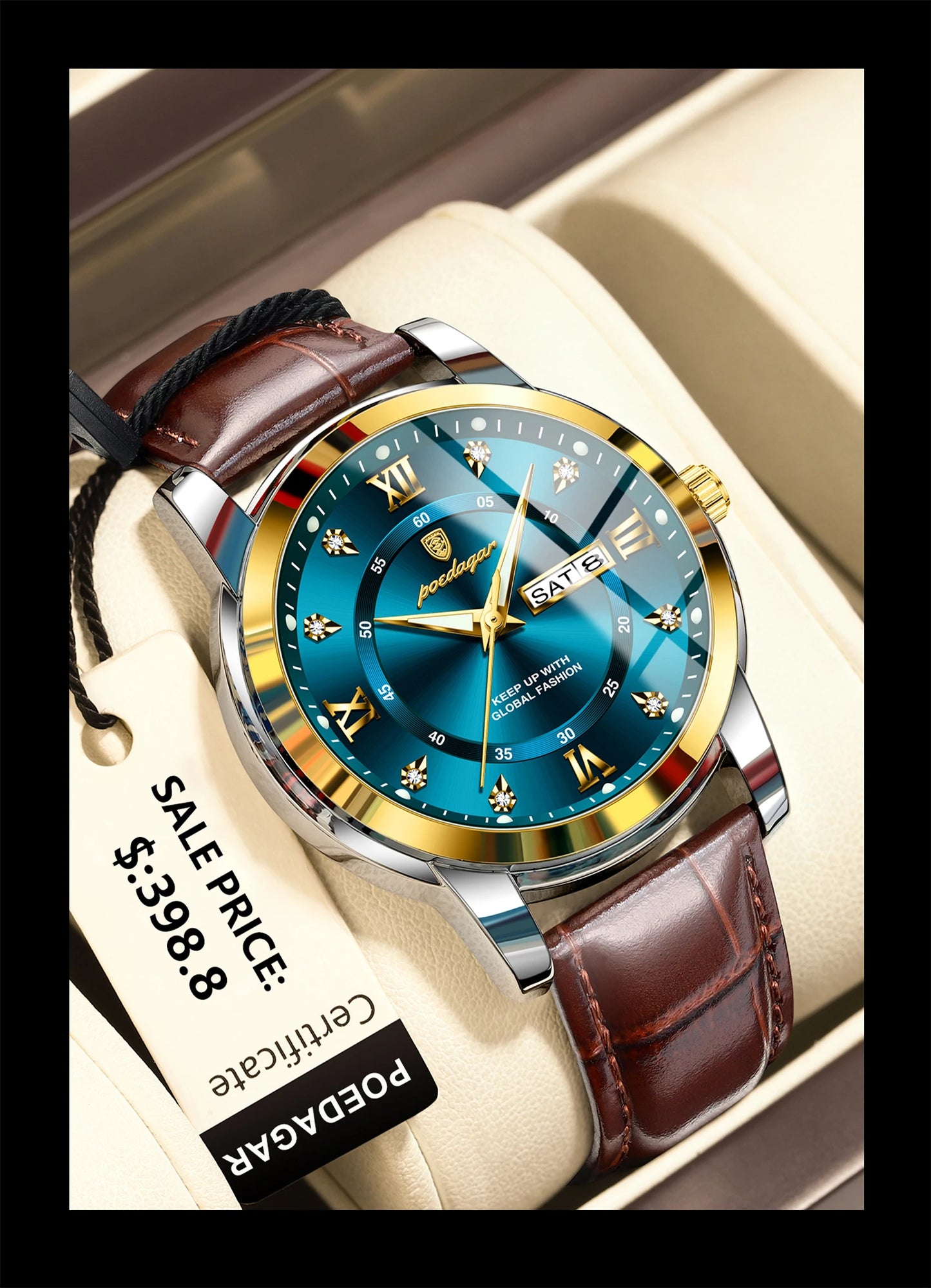 Men’s Wristwatch – Waterproof Luminous Date & Week Leather Watch for Sports, Quartz Men’s Clock ⌚🌊