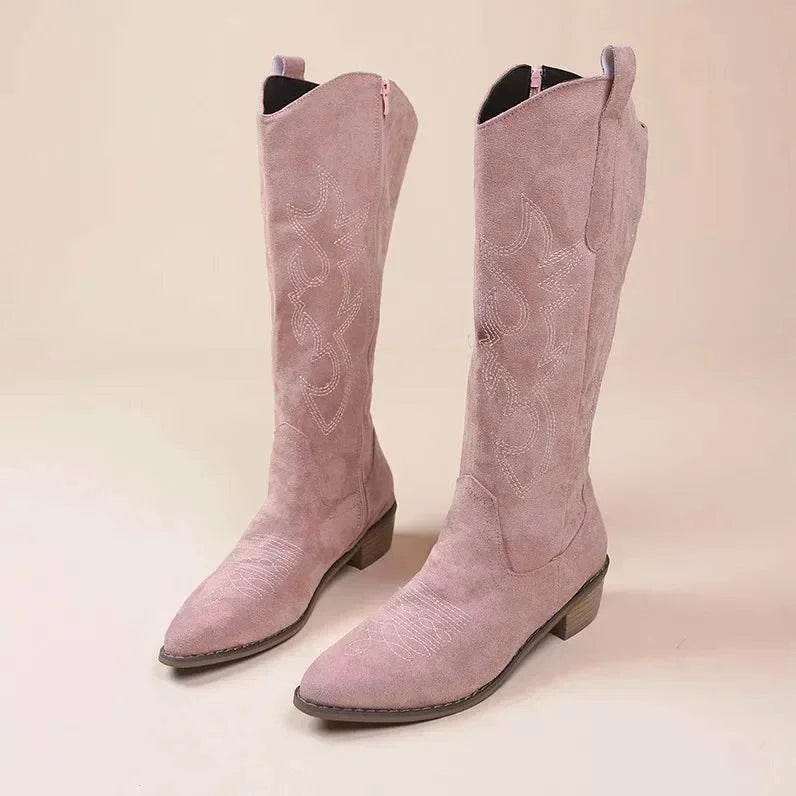 Shop All I Want Pink / 43 SHOP ALL I WANT Western Charm Embroidered Cowboy Boots