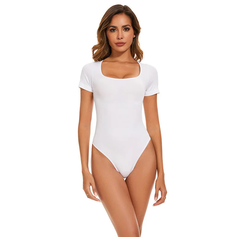 Seamless Short Sleeve Body Shaper – Open Crotch U Neck Tummy Control Shapewear for Women 💃✨