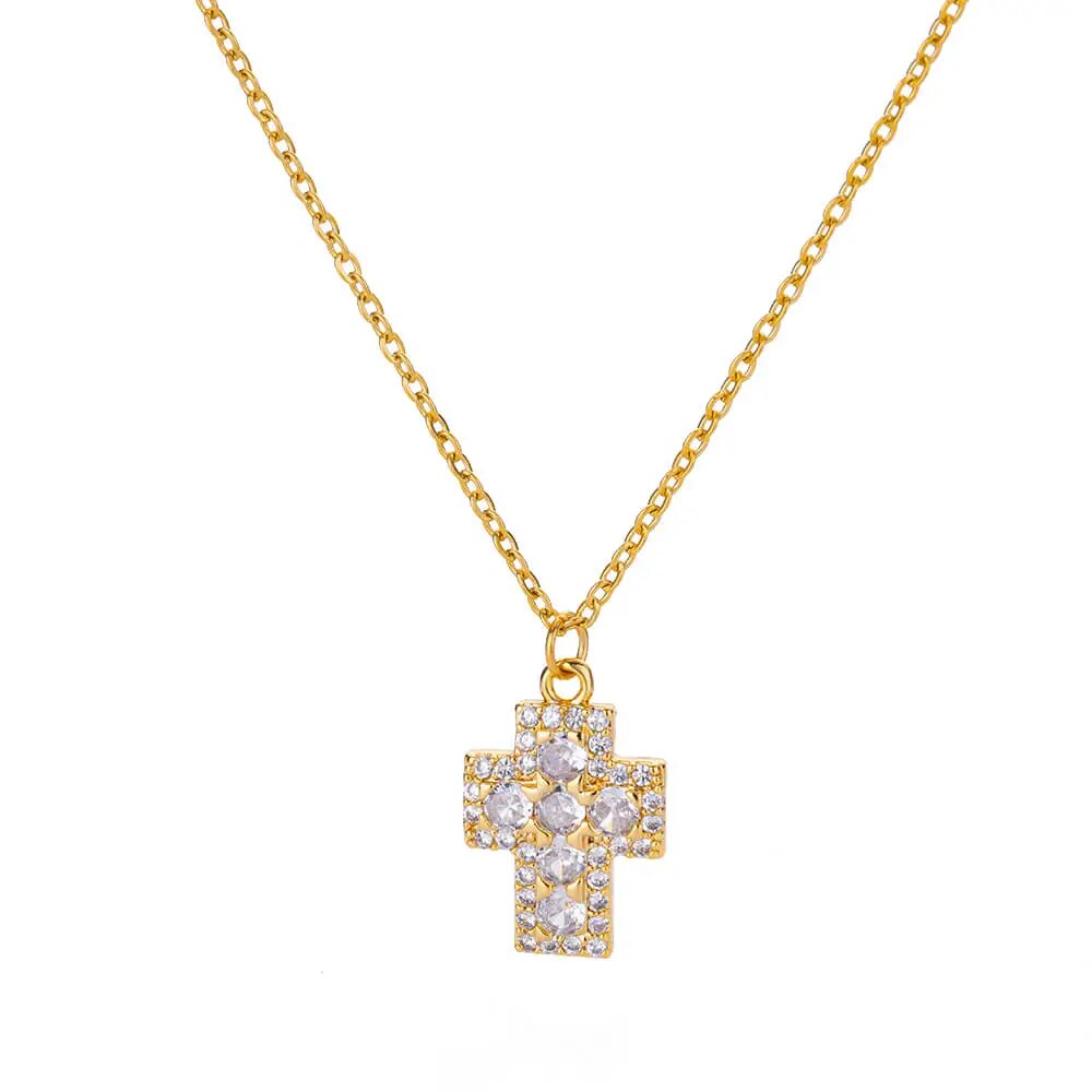 Shop All I Want N05308G / 45cm / China SHOP ALL I WANT Gold-Plated Zircon Cross Necklace 🌟✝️