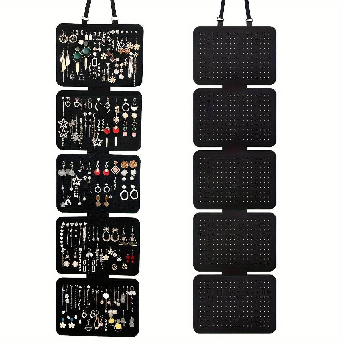 Shop All I Want black Shop All I Want 💎 Foldable Felt Jewelry Organizer – 5-Tier Hanging Storage for Necklaces & Bracelets 🎒