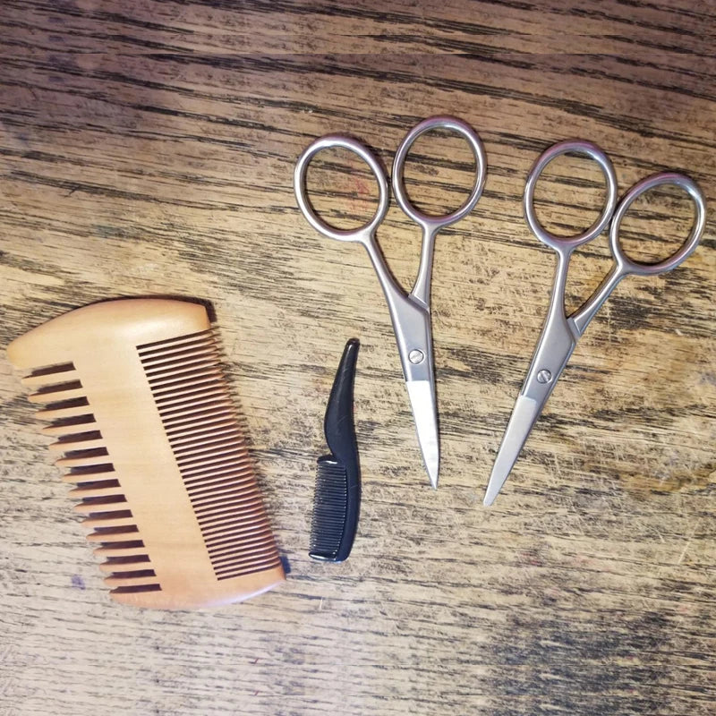 4 Pieces Beard Trimming Scissors Set | Grooming Kit for Men 🌟