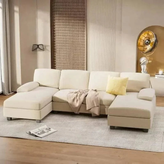 Convertible U-Shaped Sectional Sofa with Double Chaise & Memory Foam -Experience comfort and style with the Convertible U-Shaped Sectional Sofa, designed to elevate your living room. This spacious 4-seat sofa features a double chaise lShop All I WantShop All I Want-Shaped Sectional Sofa