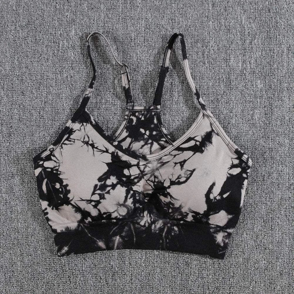 Shop All I Want Black Gray Bra / S Shop All I Want Tie-Dye Yoga Set 🌈💪 #FitnessFashion