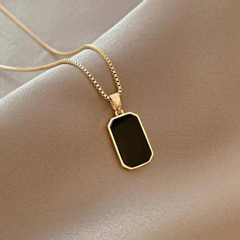 Shop All I Want 2 SHOP ALL I WANT Stainless Steel Black Square Pendant Necklace 🖤✨ #MinimalistChic