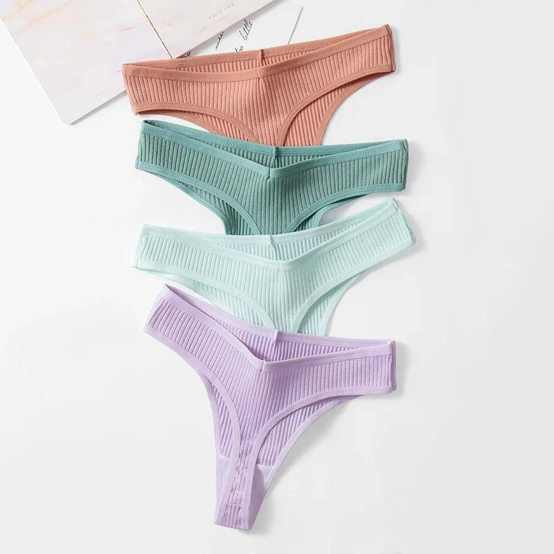 Shop All I Want SHOP ALL I WANT Cozy Cotton Thong Set -Comfortable chic