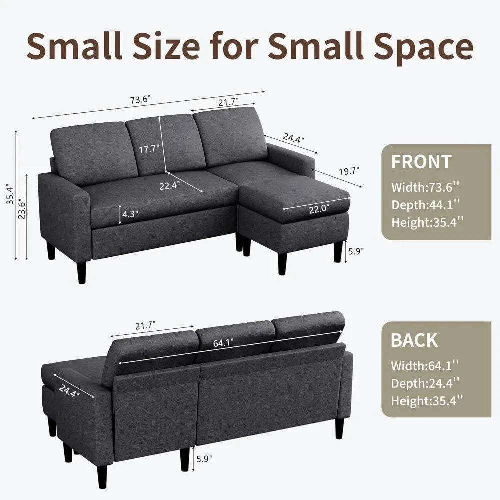 Convertible Sectional Sofa with Ottoman - L-Shaped 3-Seat Couch for LiAdd both comfort and style to your living room with this Convertible Sectional Sofa, designed for versatility. Featuring an L-shape and a removable ottoman, it proviShop All I WantShop All I WantConvertible Sectional Sofa