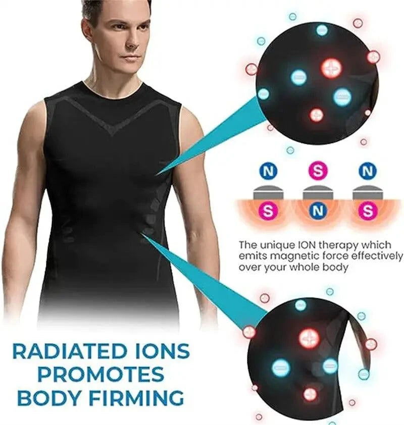 Shop All I Want Shop All I Want 💪 Men’s Ionic Shaping Vest – Ice-Silk Slimming, Compression Tank Top, Tummy Control & Quick-Dry Fitness Shirt 🌟