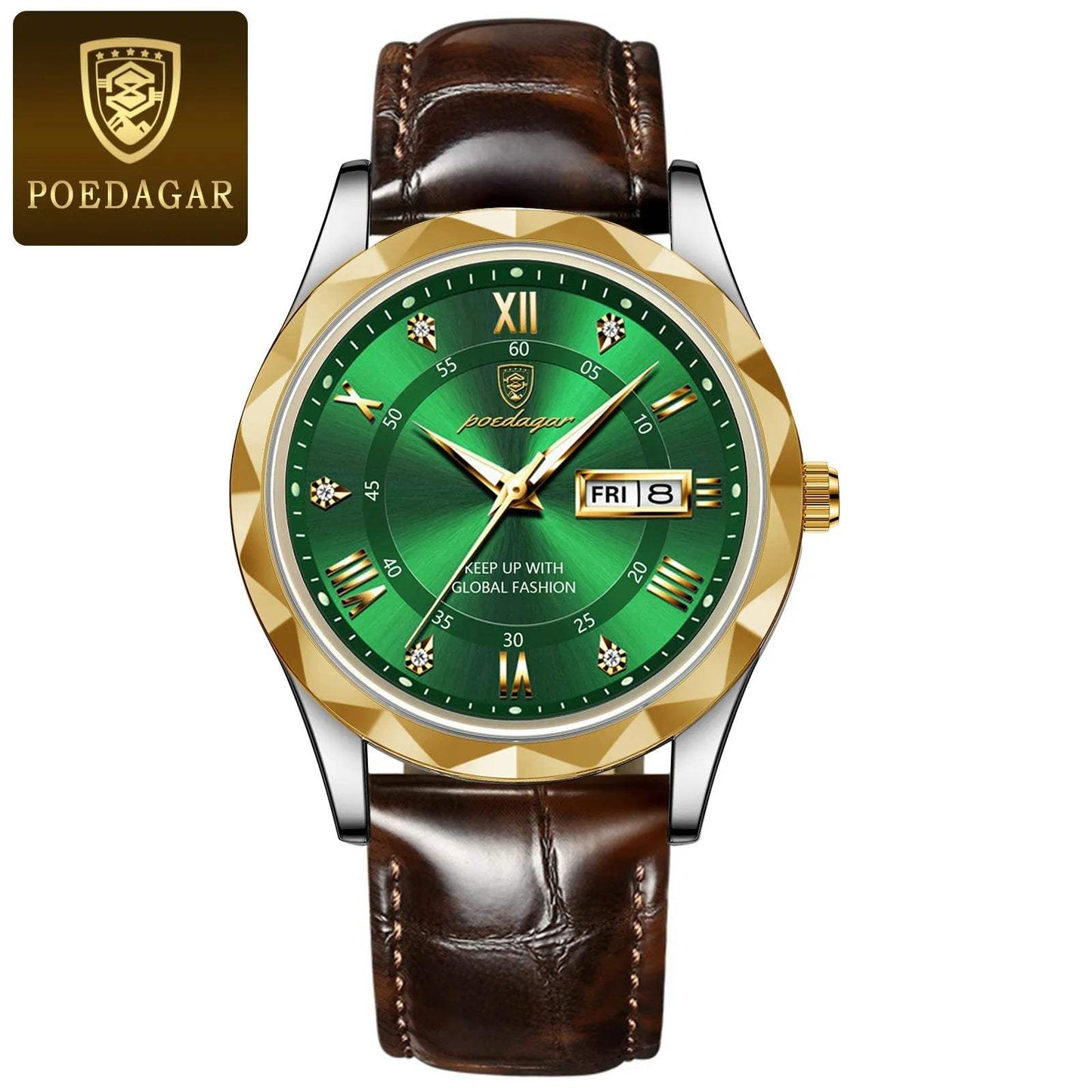 Shop All I Want Gold Green L SHOP ALL I WANT Luxury Waterproof Men's Watch ⌚🌟