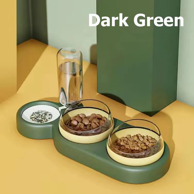 Shop All I Want Dark Green SHOP ALL I WANT Double Bowl Cat Feeder