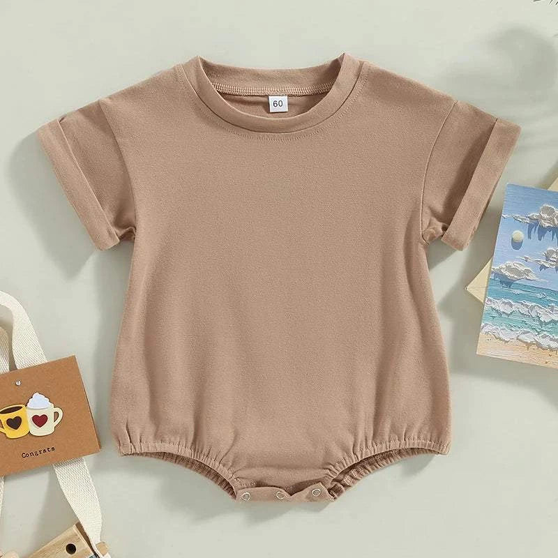 Shop All I Want Sandy Beige / 3M Shop All I Want 🎈 Breezy & Adorable: Unisex Summer Romper for Babies!