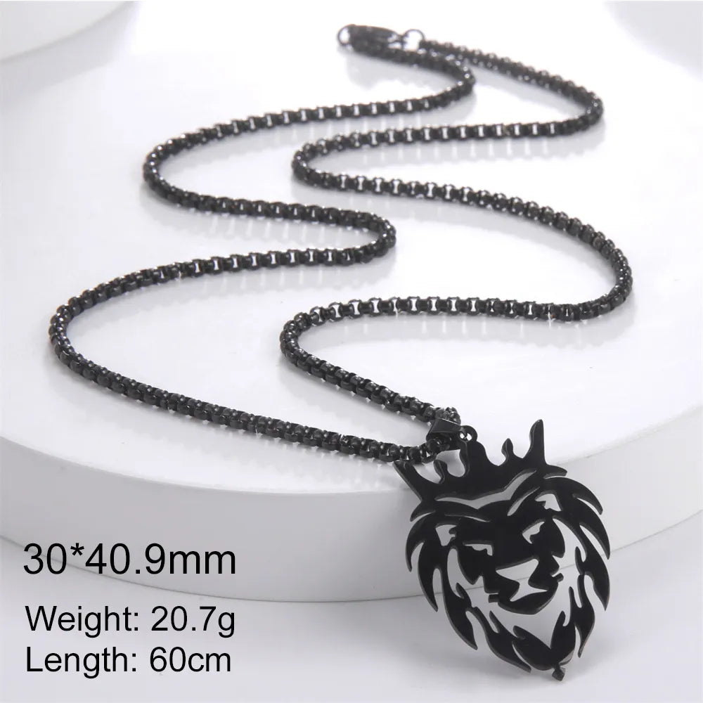 Shop All I Want Black-30x41mm SHOP ALL I WANT Inner Strength Steel Lion Necklace 🦁🌟