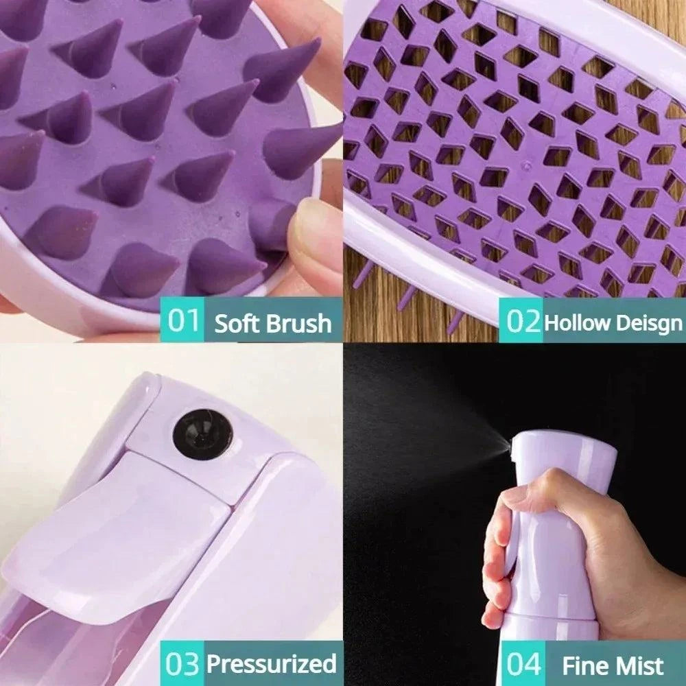 Shop All I Want Shop All I Want 💆‍♂️ 4pcs Silicone Scalp Massage Comb Set – Detangling Brush, Hair Dye Applicator & Spray Bottle 🌟