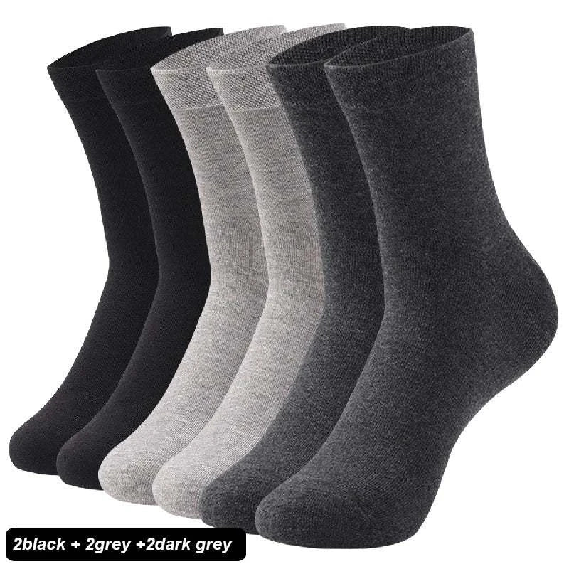 Shop All I Want 2black2grey2darkgrey / EU38-45(US6-12) SHOP ALL I WANT 🧦 6 Pairs High-Quality Men’s Socks – Cotton, Breathable, Black & White for Spring/Summer, EU38-45 🌞