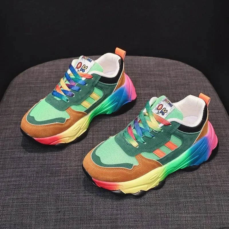 Shop All I Want green / 35 Shop All I Want Trendy Multicolor Women's Sneakers 🌈👟 #HotSale