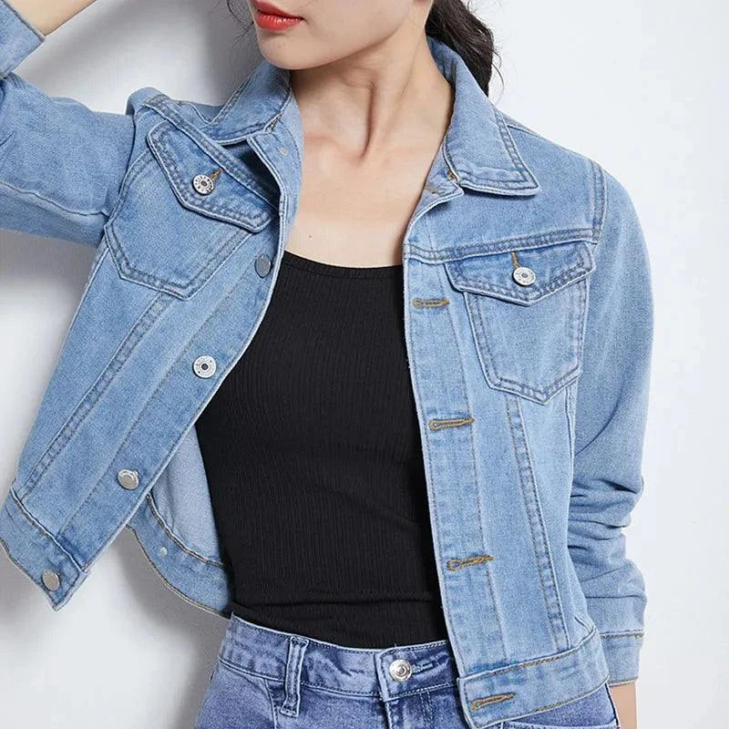 Shop All I Want Light blue / XXL SHOP ALL I WANT Casual Short Denim Jacket