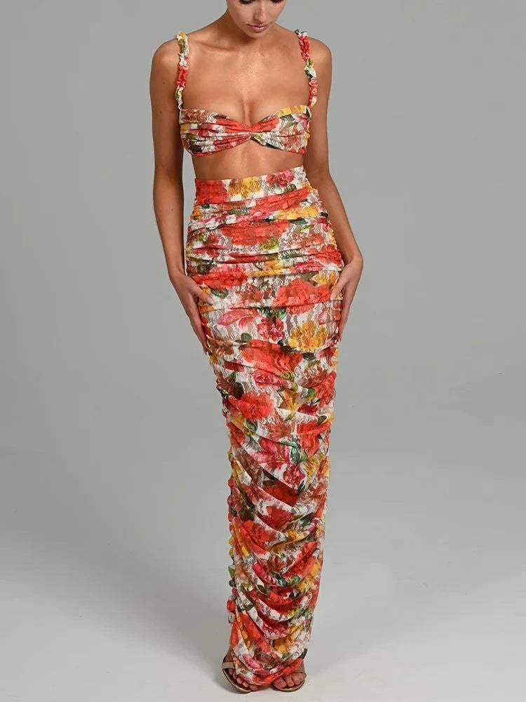 Shop All I Want M / Orange Long Set SHOP ALL I WANT Strapless Top & Skirt Set