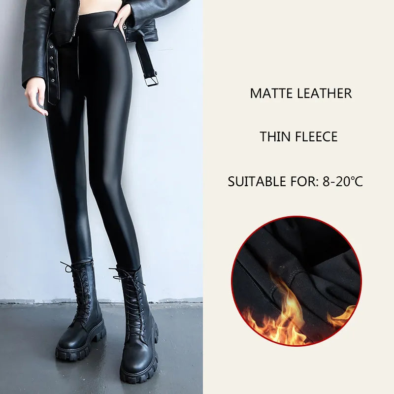 Shop All I Want Matte-Thinfleece / M SHOP ALL I WANT High Waist Faux Leather Leggings