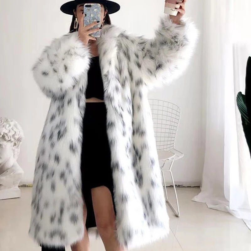 Plus Size Faux Fox Fur Coat – Mid-Length Casual Loose Cardigan for Women ❄️✨