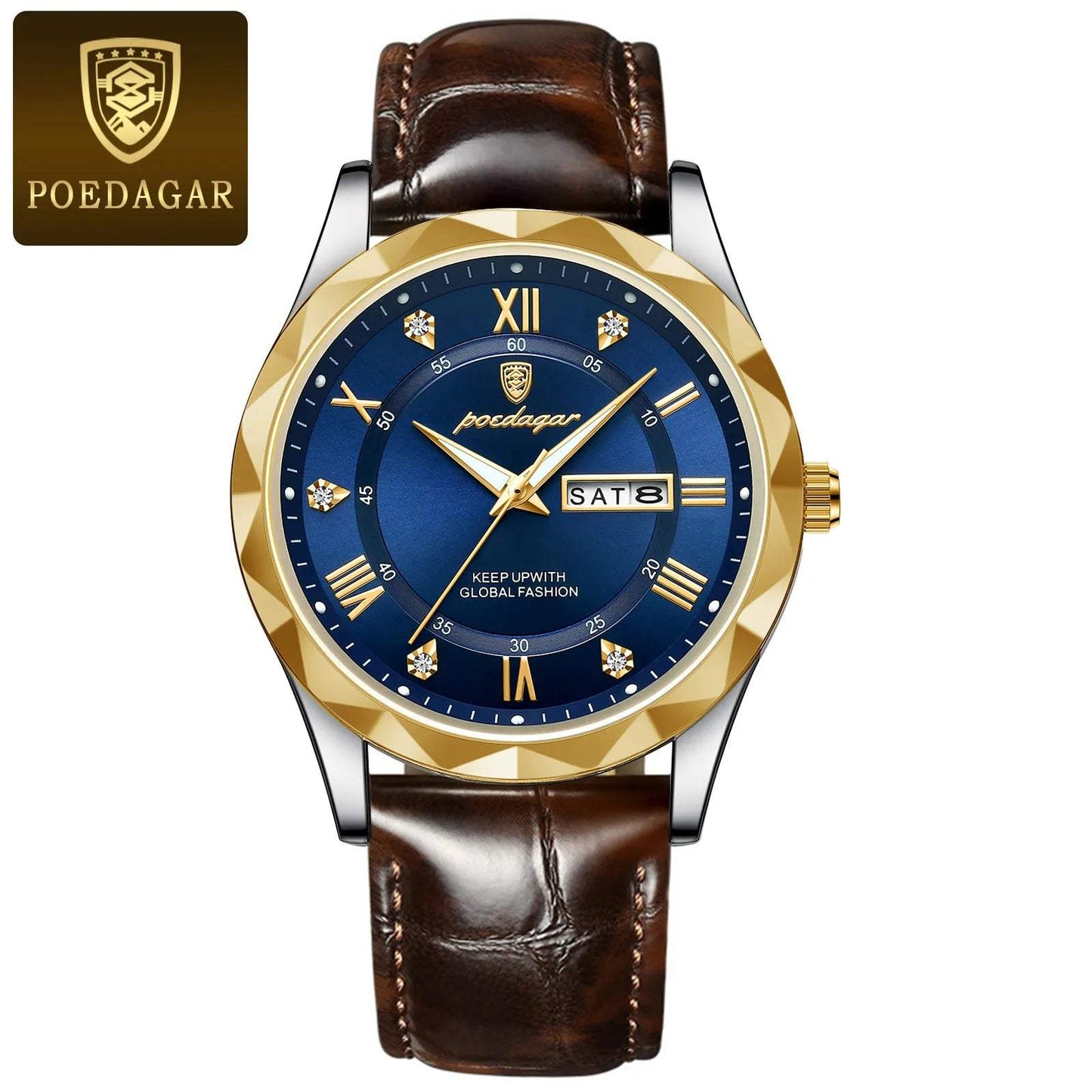 Shop All I Want Gold Blue L SHOP ALL I WANT Luxury Waterproof Men's Watch ⌚🌟