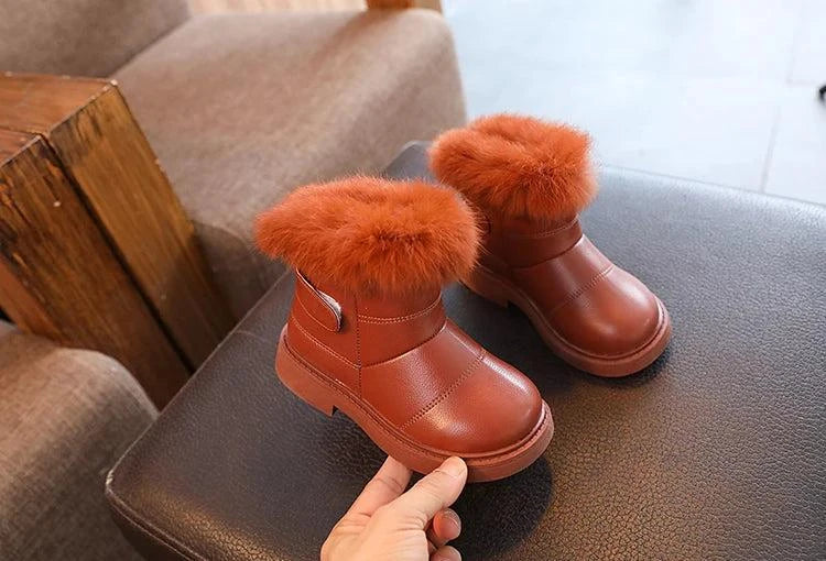 Shop All I Want C02Red / 22 Shop All I Want 👢 2025 Britain Style Kids Boots – Cozy, Plush, Solid Color Winter Shoes for Girls & Boys ❄️