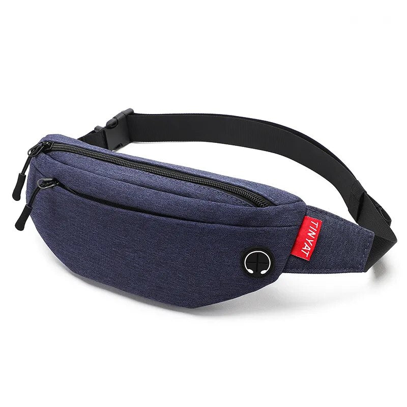 Shop All I Want T2003 Dark Blue / China SHOP ALL I WANT Canvas Waist Bag with Multiple Pockets