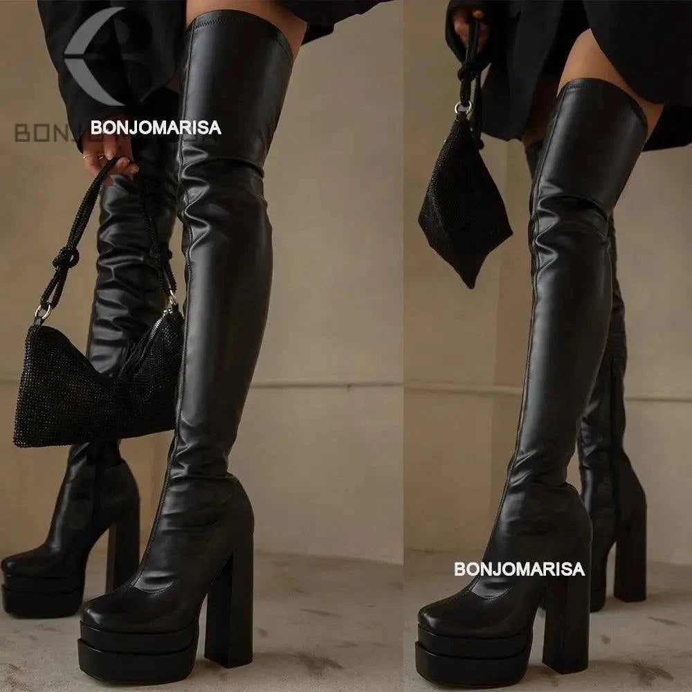 Shop All I Want SHOP ALL I WANT Thigh High Block Heel Boots