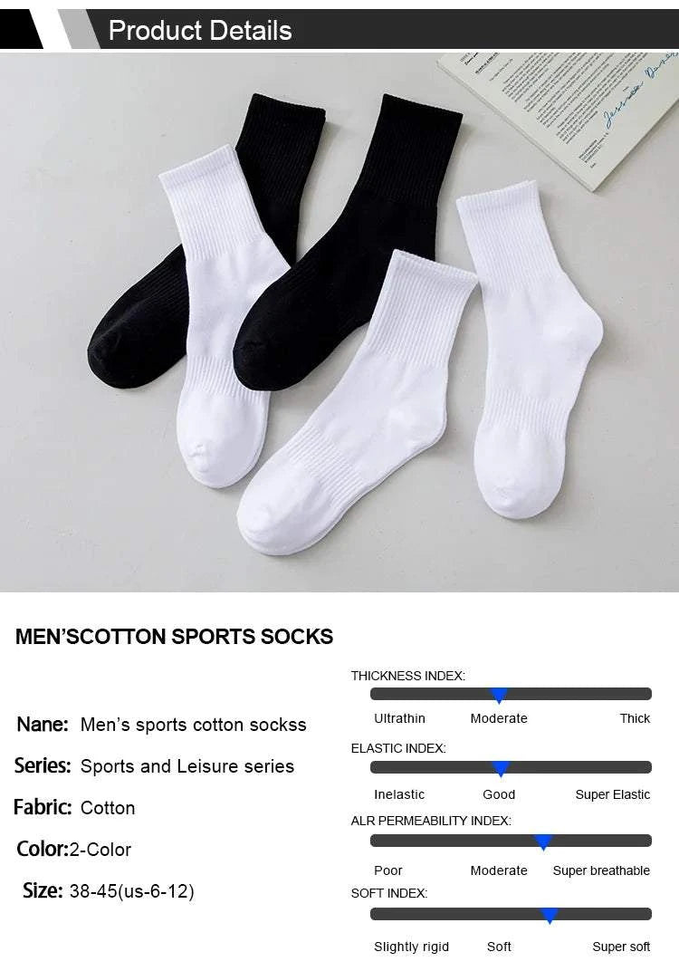 Shop All I Want SHOP ALL I WANT 🧦 5 Pairs Men’s Cotton Socks – Soft, Breathable, New Style for All Seasons, Plus Size 🌞❄️