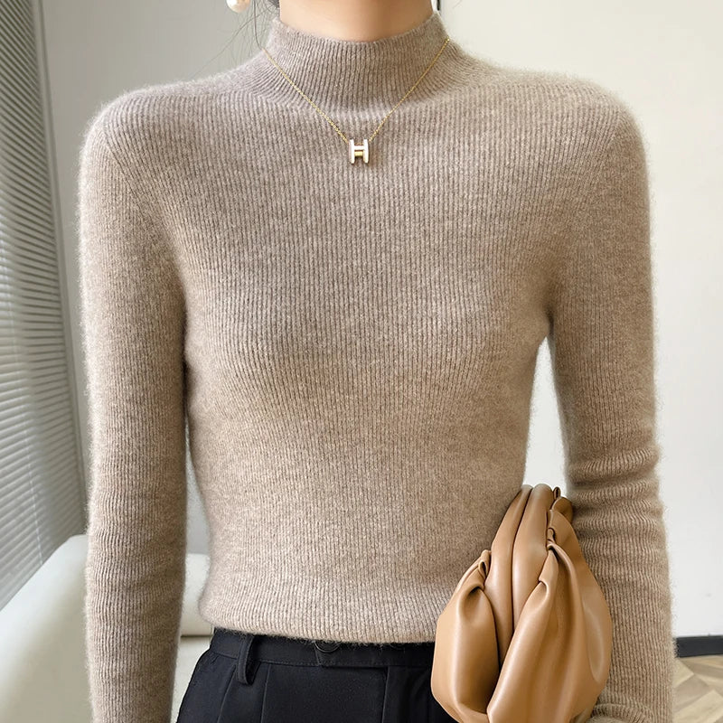 Shop All I Want SHOP ALL I WANT Half High Neck Knitted Sweater -NYC cozy elegance 🗽