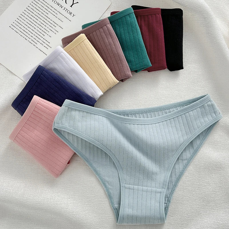 4PCS Cotton Panties Set | Sexy Low Rise Ribbed Underwear for Women 🌸