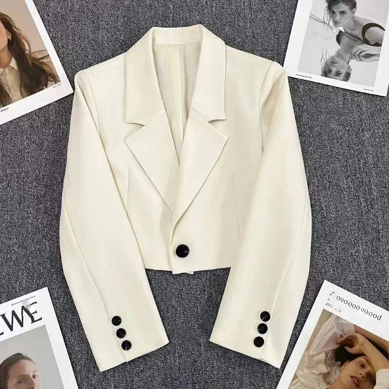 Shop All I Want Beige / XL SHOP ALL I WANT Trendy Cropped Blazer