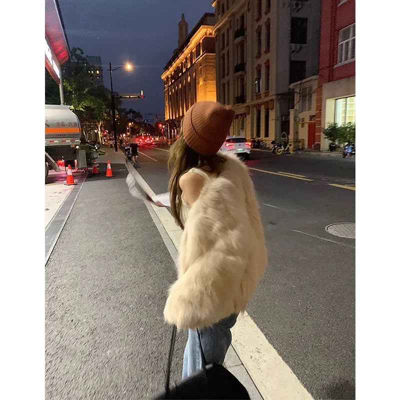 Women’s Faux Fur Coat 2024 – Casual Imitation Fox Fur Jacket for Winter 🍂✨