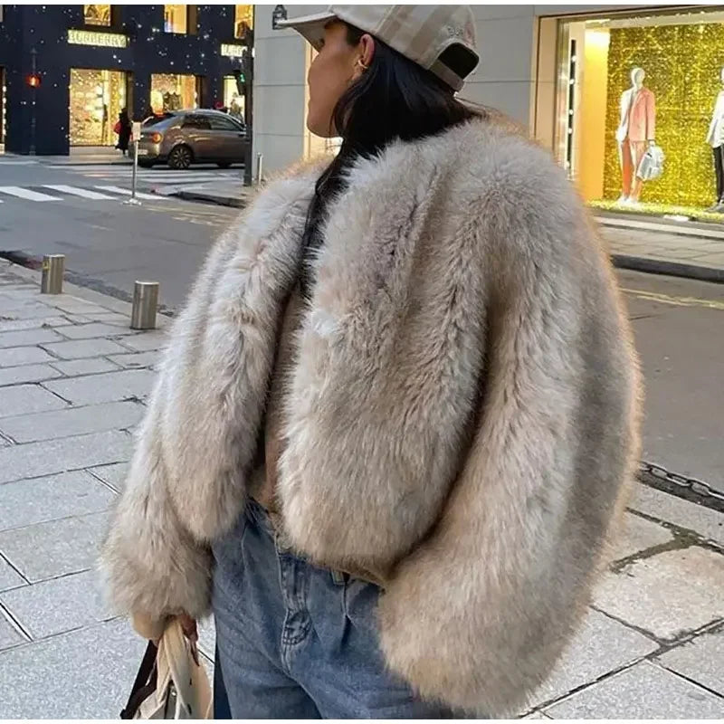 Elegant Fluffy Faux Fur Coat for Women – Luxury Winter Jacket & High Street Outerwear ❄️✨