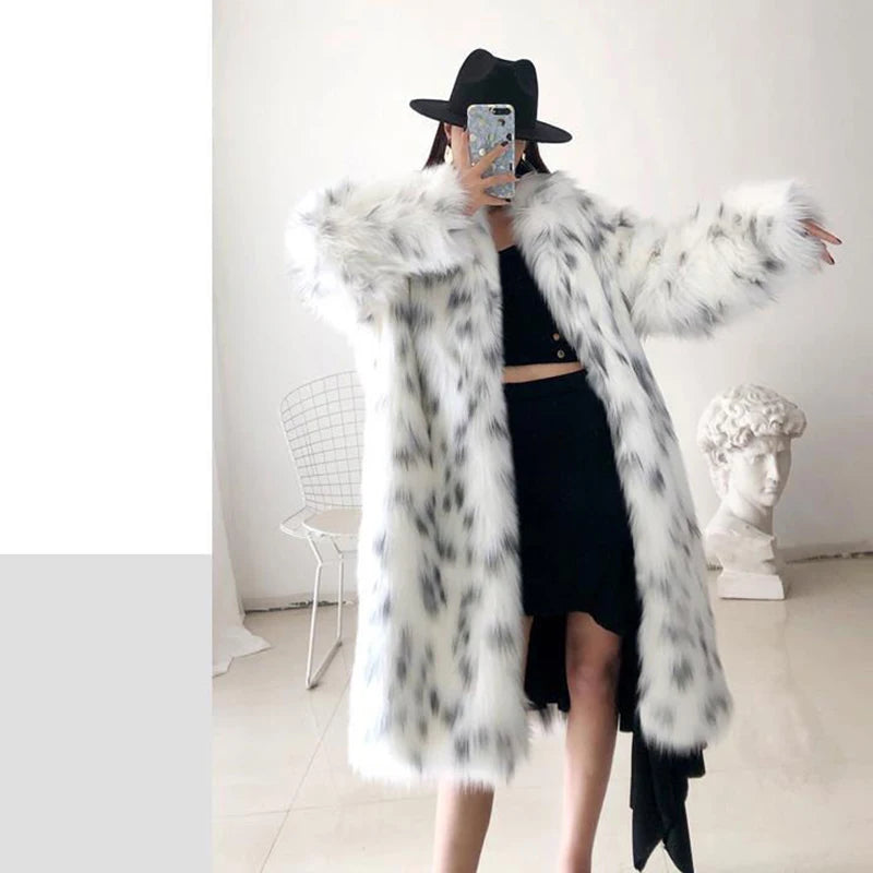 Plus Size Faux Fox Fur Coat – Mid-Length Casual Loose Cardigan for Women ❄️✨