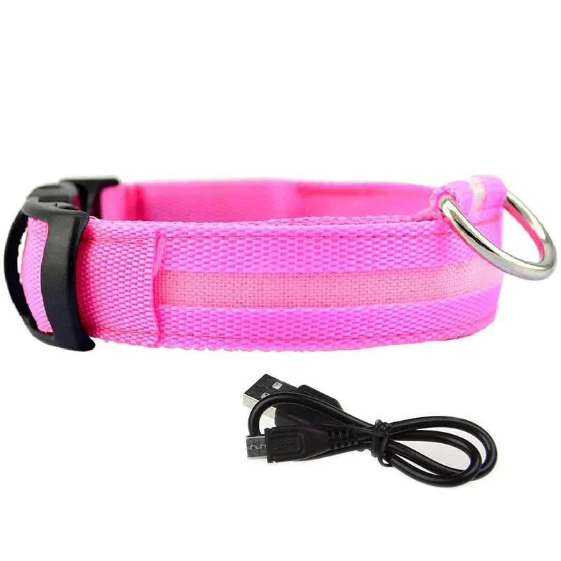 Shop All I Want Pink usb charging / S neck 35-43cm SHOP ALL I WANT Rechargeable, Waterproof Glow in the Dark Collar ! 🐾💡