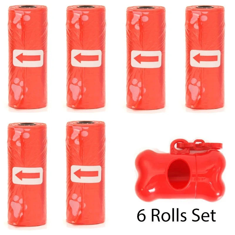 Shop All I Want Foot Red 6Rolls Set SHOP ALL I WANT Convenient Cleanup: Pet poop bags for a mess-free and eco-friendly pet waste solution! 🐾♻️