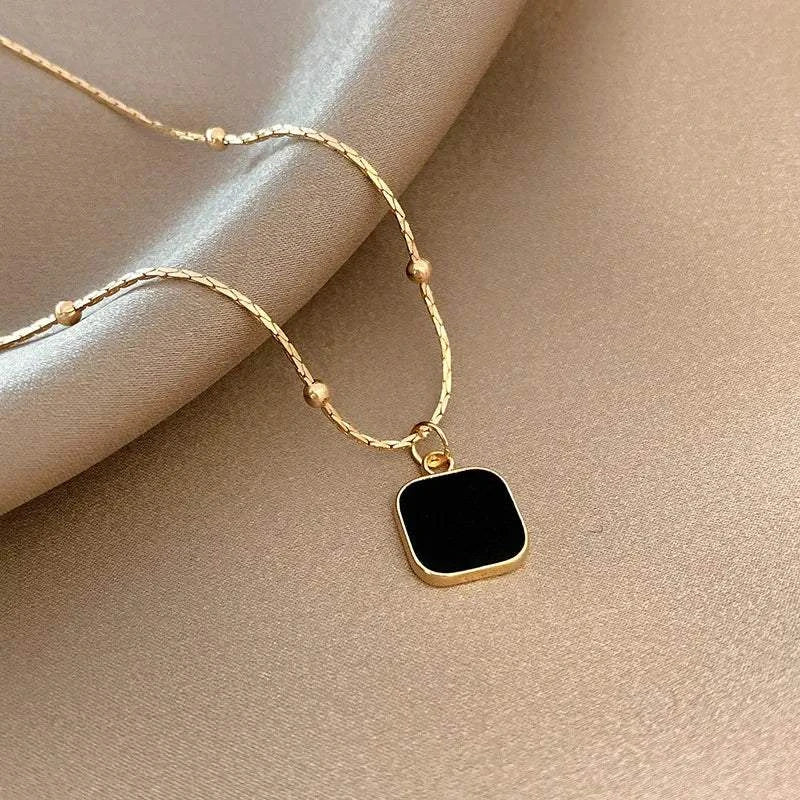 Shop All I Want SHOP ALL I WANT Stainless Steel Black Square Pendant Necklace 🖤✨ #MinimalistChic