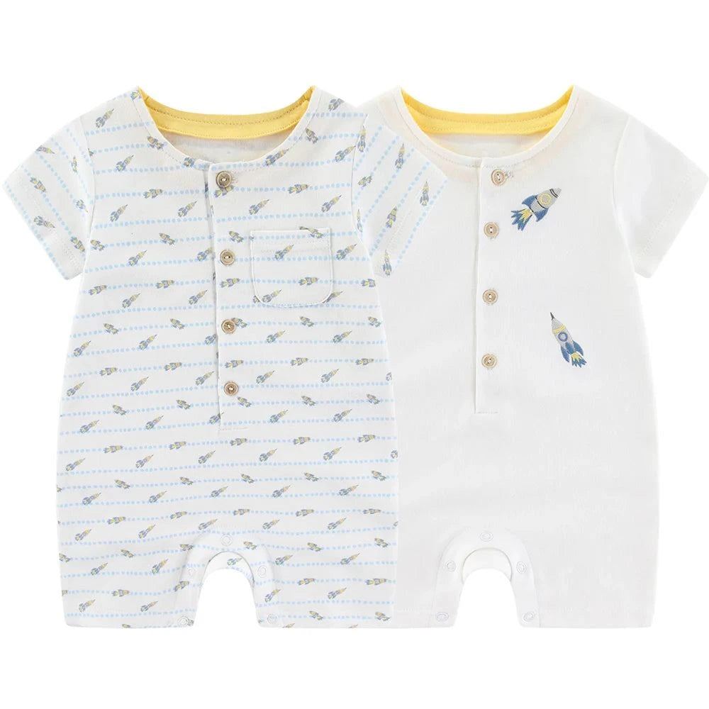 👶 Newborn Baby Clothes – 2-Piece Waffle Print Rompers, Short Sleeves for Boys & Girls (0-24M) 🌟 - Shop All I Want