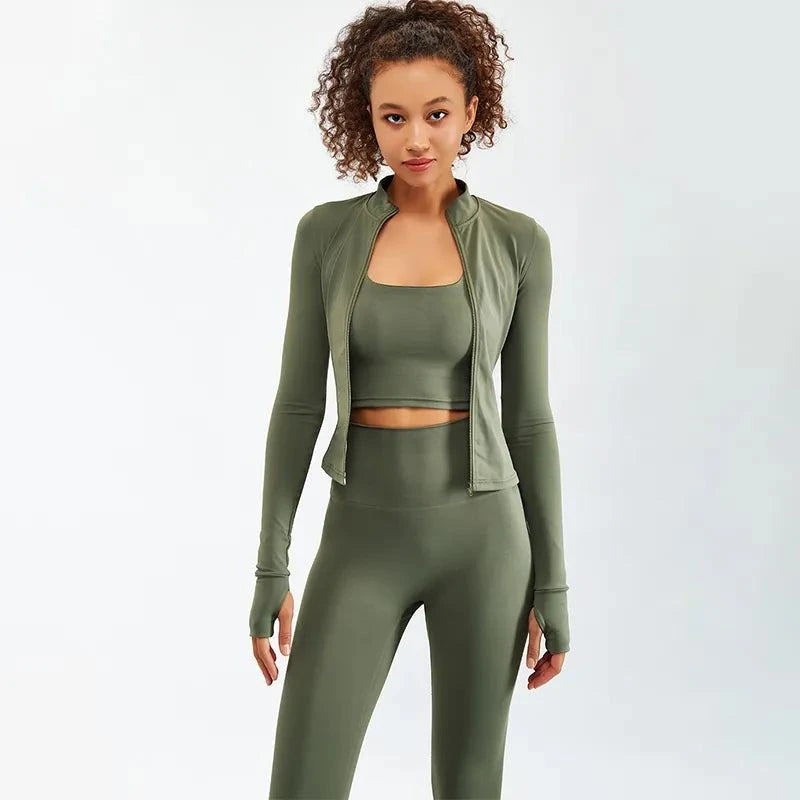 Shop All I Want SHOP ALL I WANT Newest Zipper Long Sleeve Yoga Set 🧘‍♀️💪 #Sportswear