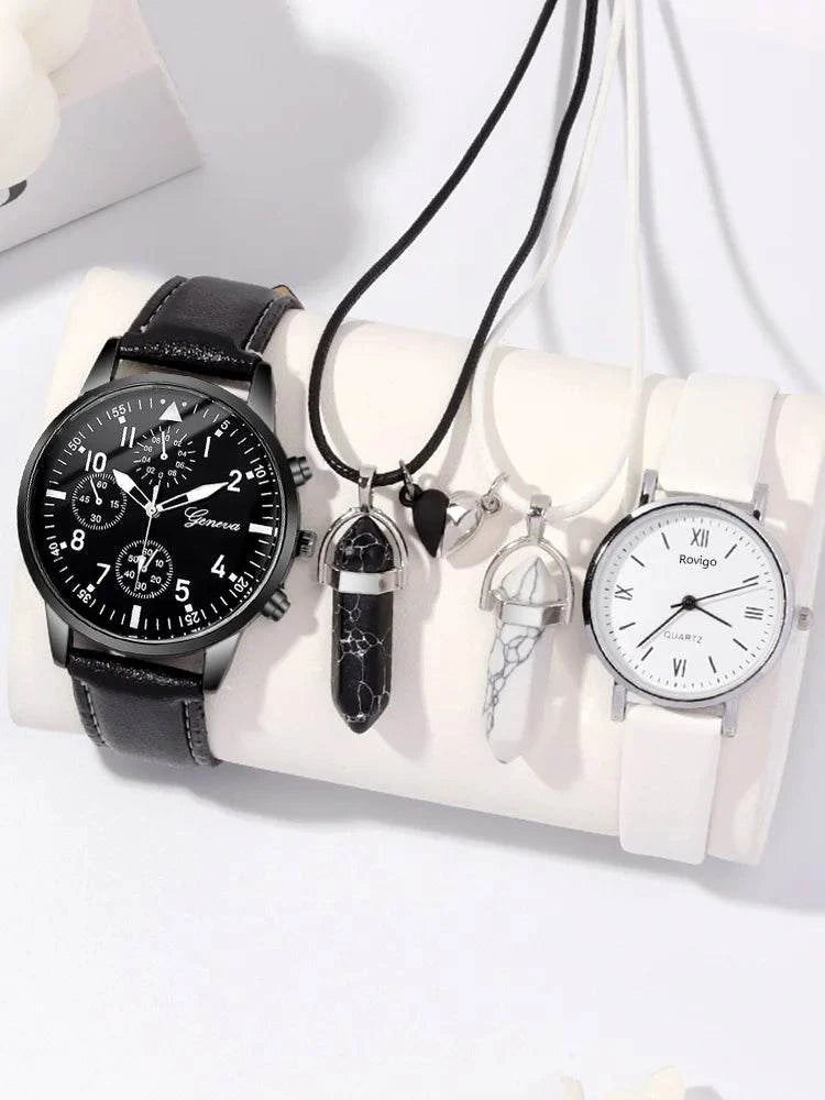 Shop All I Want Multiple colors Shop All I Want ⏱️ 4pcs Minimalist Quartz Wristwatches – Casual, Couple’s Watch Set with Student Strap 💑