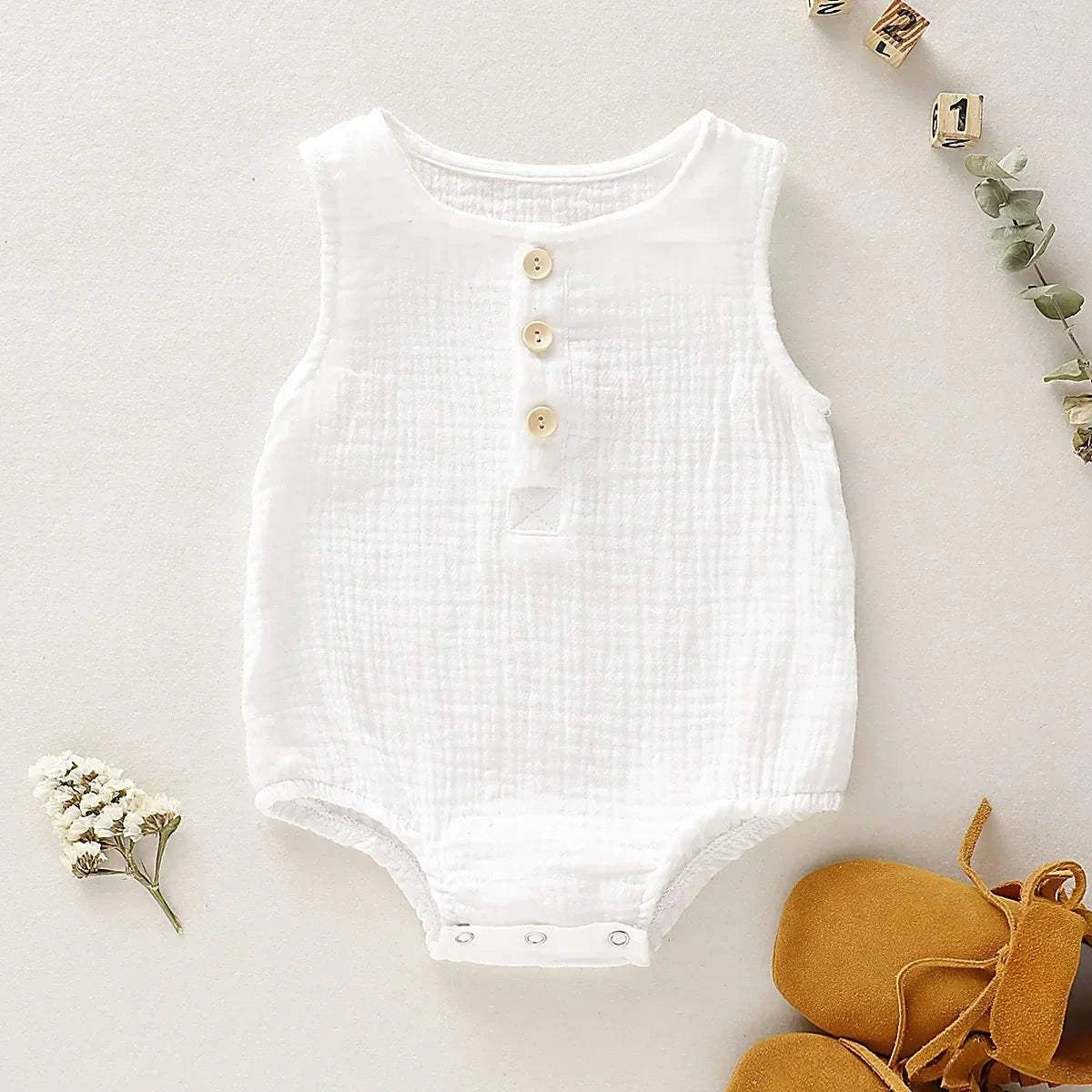 Shop All I Want WHITE / 0-3months Shop All I Want 🌼 Light & Breezy: Perfect Summer Romper for Babies!