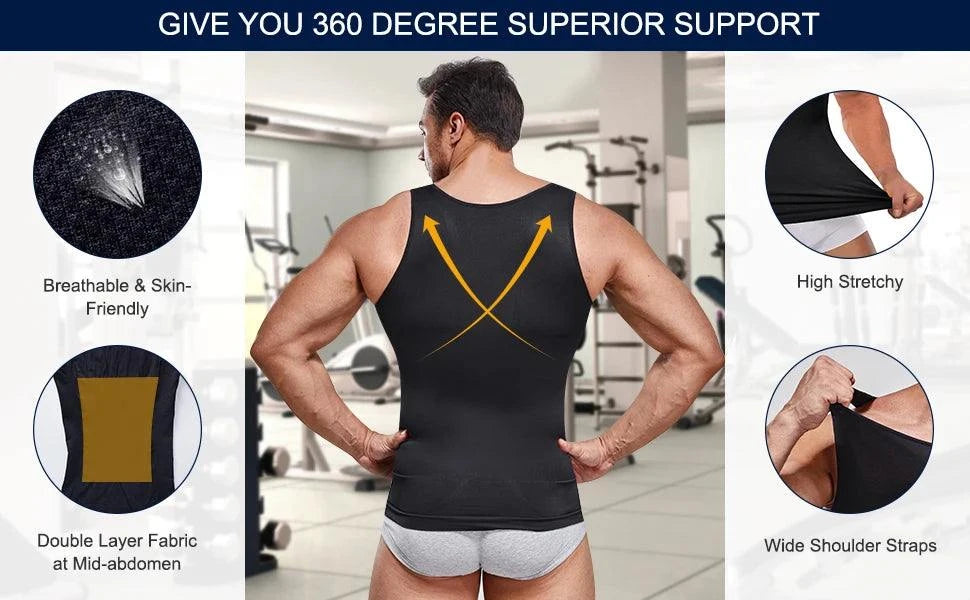 Shop All I Want Shop All I Want 💪 Men’s Compression Shirt – Slimming Body Shaper Vest, Tummy Control Workout Tank Top, Abs Corset Undershirt 🌟