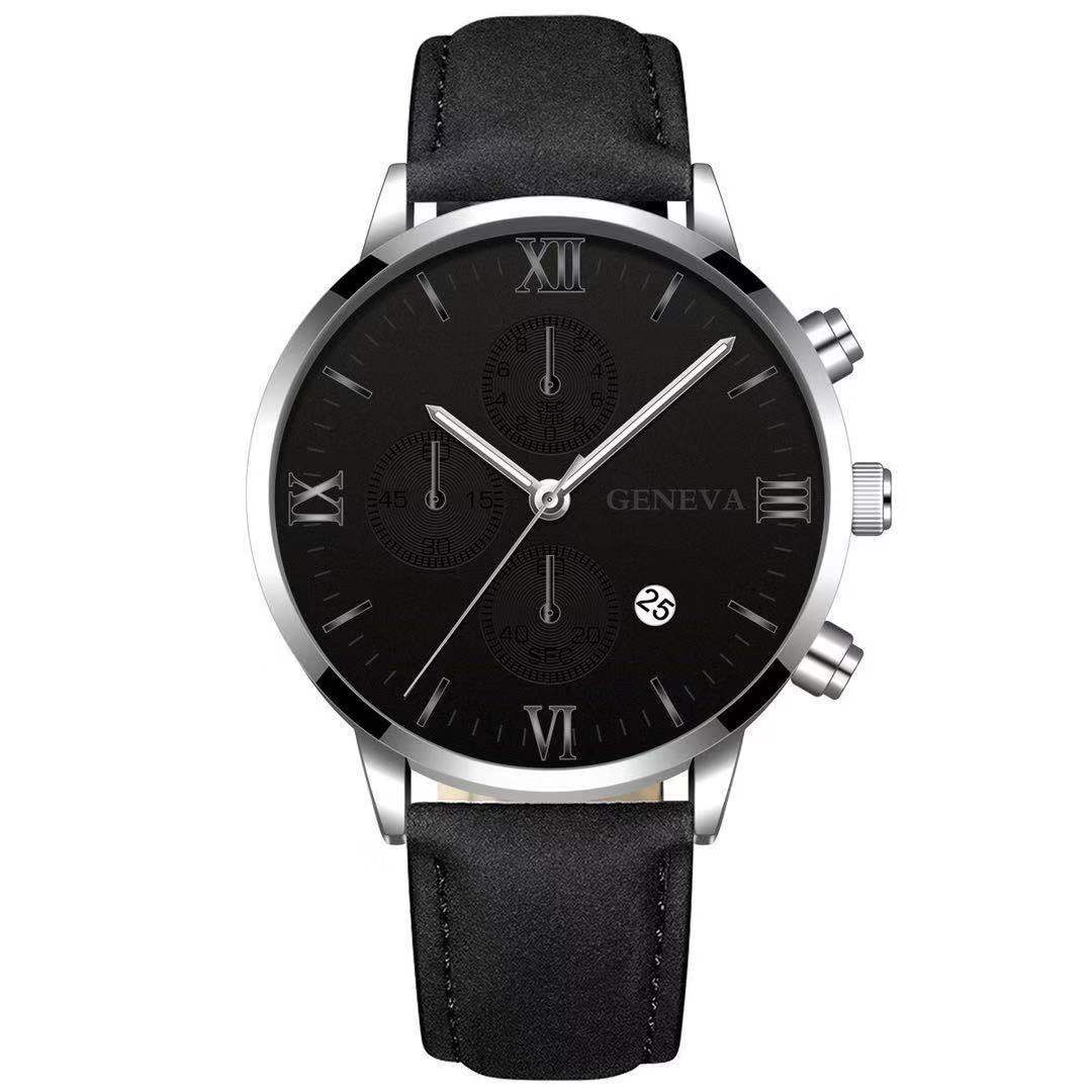 Men’s Black Quartz Watch | Fashion Round Roman Dial Sports Watch ⌚