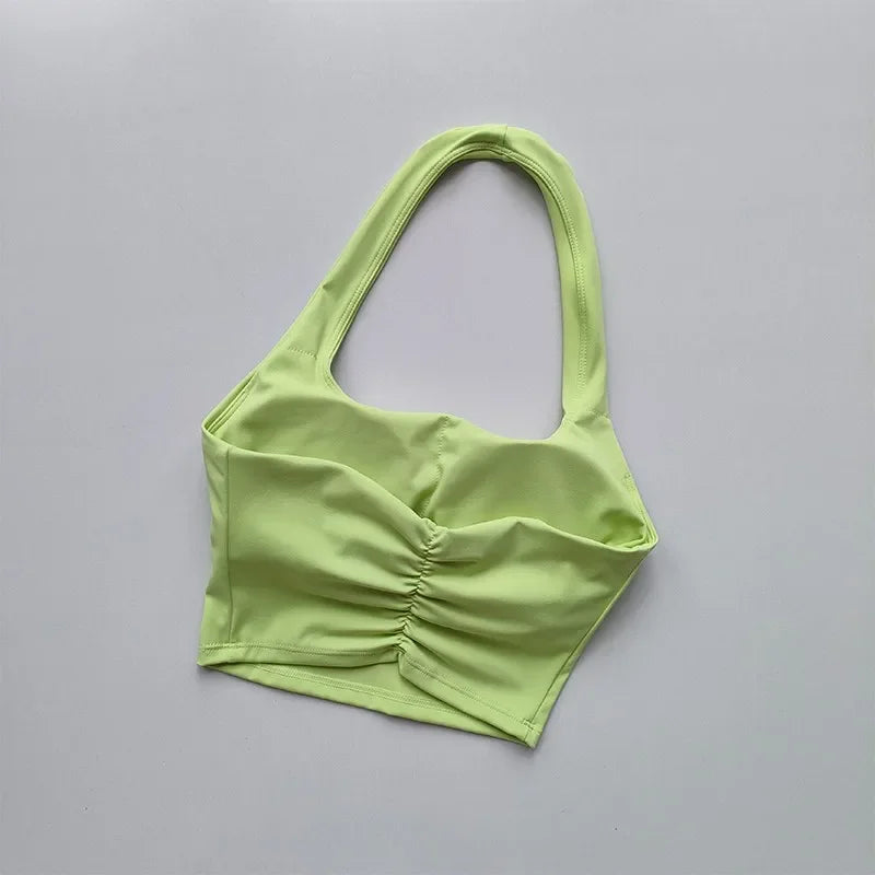 Shop All I Want Green / S SHOP ALL I WANT Backless Fitness Sports Bra