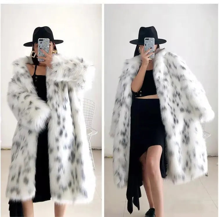 Plus Size Faux Fox Fur Coat – Mid-Length Casual Loose Cardigan for Women ❄️✨